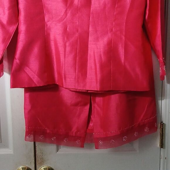 Jessica Howard vintage bright pink beaded blazer and skirt set Sz 8 NWOT - Picture 5 of 13